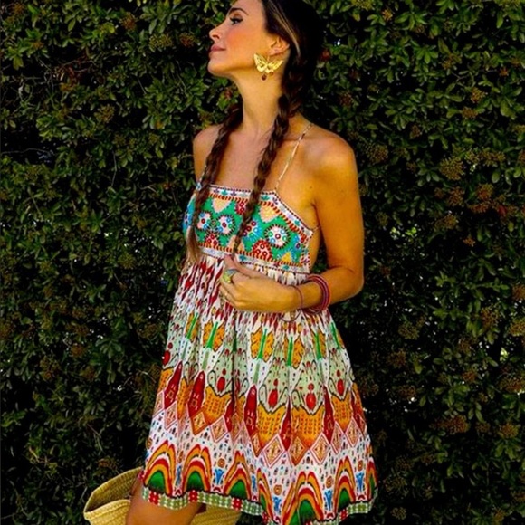 EUC ZARA STRAPY EMBELLISHED FLIRTY MINI DRESS, size small - Picture 2 of 9